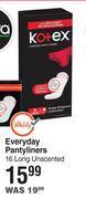 Kotex everyday pantyliners 16 long unscented