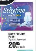 Dis-Chem Stayfree body fit ultra pads 7 pack assorted-per pack offer