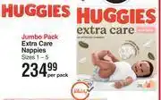 Dis-Chem Huggies jumbo pack extra care nappies sizes 1-5-per pack offer