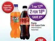 Dis-Chem Fanta or coca cola assorted-440ml/500ml offer