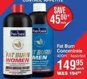 Dis-Chem Herbex fat burn concentrate assorted-400ml each offer