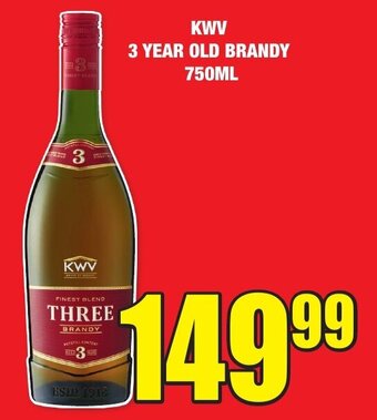 Boxer Liquors KWV 3 Year Old Brandy 750ml offer