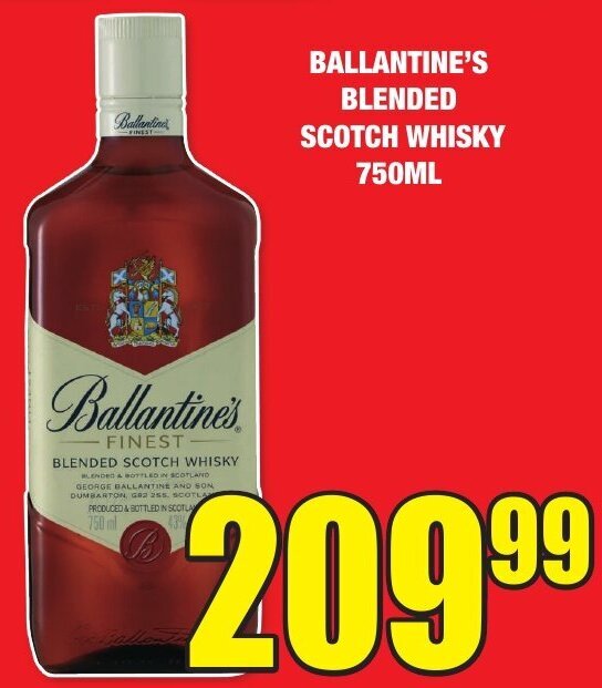 Ballantine's Blended Scotch Whisky 750ml offer at Boxer Liquors