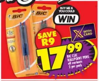 Shoprite BIC Clic Ballpoint Pens 2 per pack all variants offer