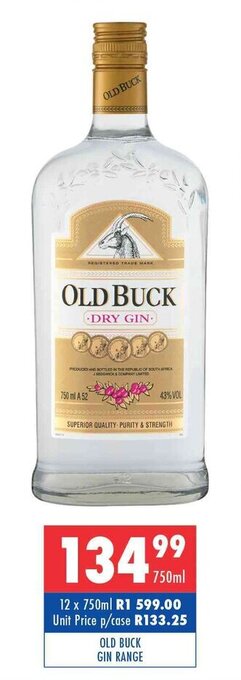 Old Buck Gin Range 750ml