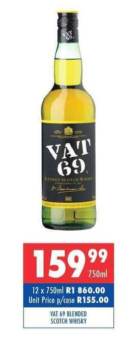 Ultra Liquors VAT 69 Blended Scotch Whisky 750ml offer