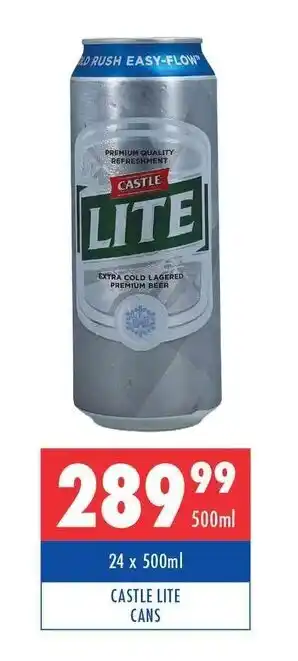 Ultra Liquors Castle Lite cans 24 x 500ml offer