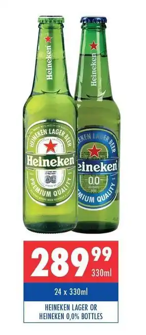 Ultra Liquors Heineken Lager or Heineken 0.0% bottles 24 x 330ml offer