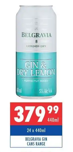 Ultra Liquors Belgravia Gin Range cans 24 x 440ml offer