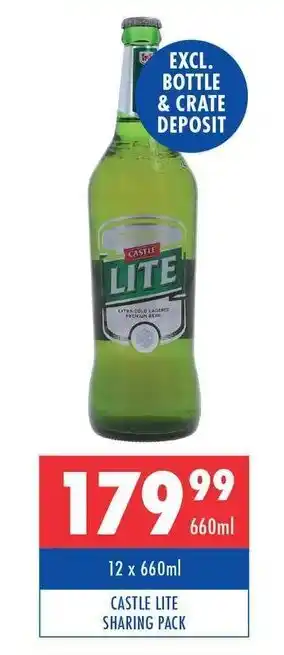 Ultra Liquors Castle Lite Sharing Pack 12 x 660ml offer