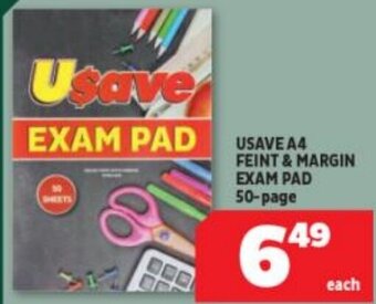 Usave Usave A4 Feint & Margin Exam Pad 50 page offer
