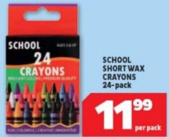 School Short Wax Crayons 24-Pack