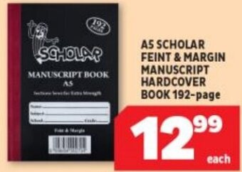 A5 Scholar Feint & Margin Manuscript Hardcover Book 192 page