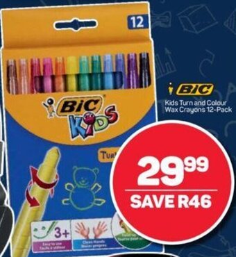 Pick n Pay Bic Kids Turn and Colour Wax Crayons 12 pack offer
