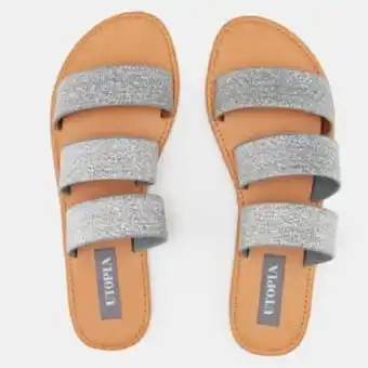 Zando Utopia multi glitter elastic triple sandals silver offer