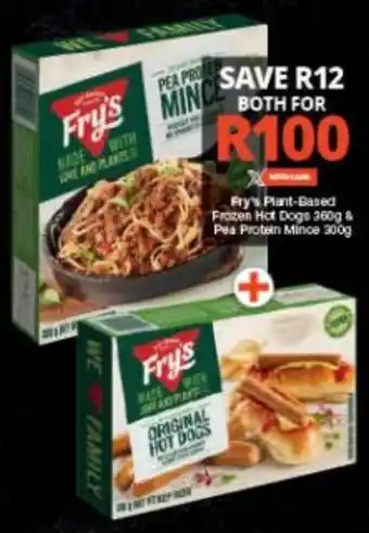 Fry's Piant-Based Frozen Hot Dogs 260g & Pea Protien Mince 300g