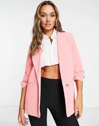 Asos River island co-ord pleated sleeve blazer in pink offer