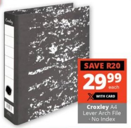 Croxley Lever Arch File A4 no index offer at Checkers
