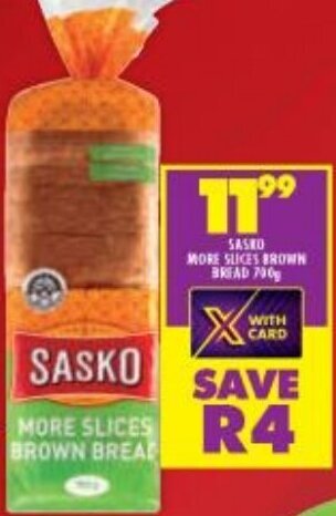 Shoprite Sasko More Slices Brown Bread 700g offer