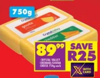 Shoprite Crystal Valley Cheddar/Gouda Cheese 750g offer