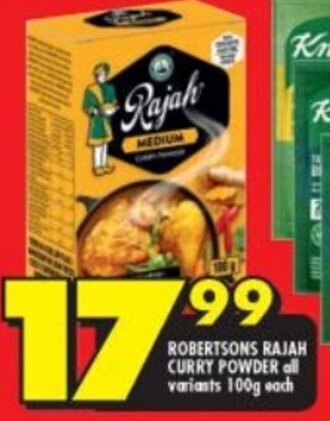 Shoprite Robertsons Rajah Curry Powder 100g offer
