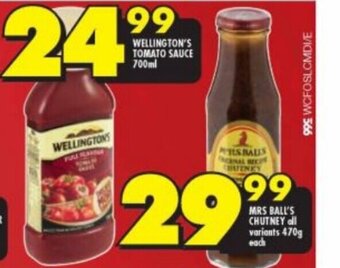 Shoprite Wellington's Tomato Sauce 700ml offer