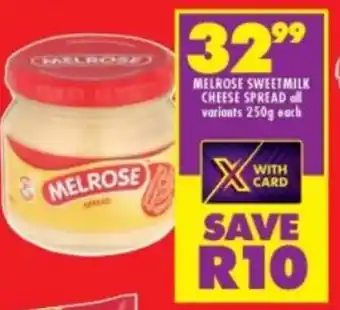 Shoprite Melrose Sweetmilk Cheese Spread 250g offer