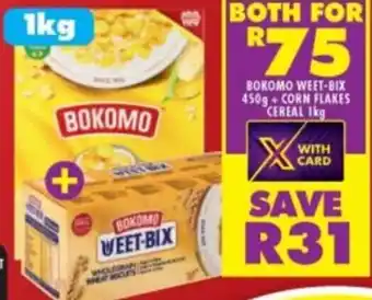 Shoprite Bokomo Weet-Bix 450g + Corn Flakes Cereal 1kg offer