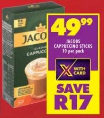 Shoprite Jacobs Cappuccino Sticks 10 per Pack offer