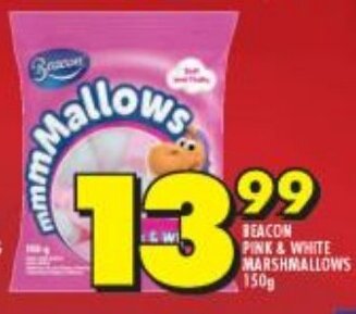 Shoprite Beacon Pink & White Marshmallows 150g offer