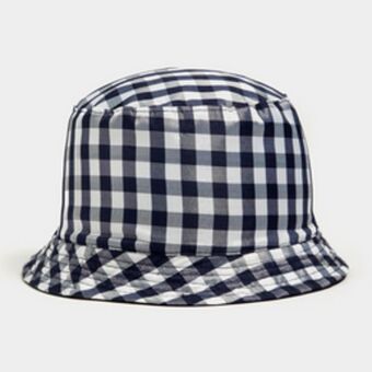 The FIX Men's blue gingham print reversable bucket hat offer