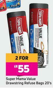 Game Super Mama Value Drawstring Refuse Bags-For 2 x 20's Pack offer