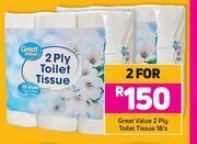 Game Great Value 2 Ply Toilet Tissue-For 2 x 18's Pack offer