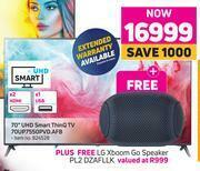 Game LG 70" UHD Smaty ThinQ TV 70UP7550PVD.AFB + Free LG Xboom Go Speaker PL2 DZAFLLK offer
