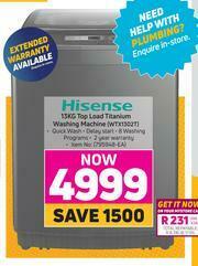 Game Hisense 13Kg Top Load Titanium Washing Machine WTX1302T offer