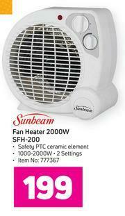 Sunbeam Fan Heater 2000W SFH-200 offer at Game