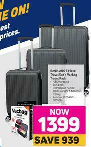 Game Berlin ABS 3 Piece Travel Set + Vacbag Travel Pack offer