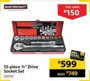 Builders Warehouse Mastercraft 13 piece 1/2" drive socket set offer