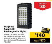 Magneto solar led rechargeable light