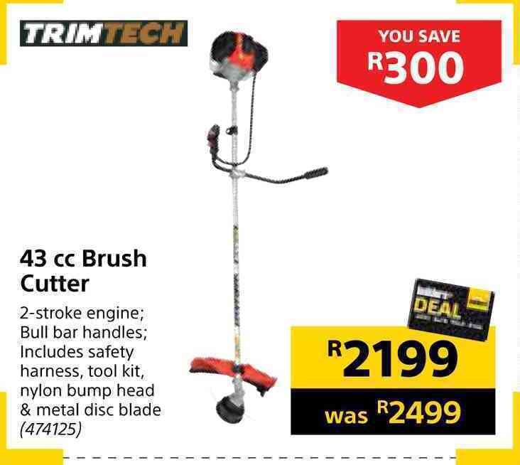 Trimtech 43cc brush cutter offer at Builders Warehouse