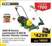 Builders Warehouse Trimtech 2400w electric lawnmower & 650w electric trimmer combo offer