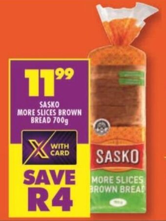 Shoprite Sasko More Slices Brown Bread 700g offer