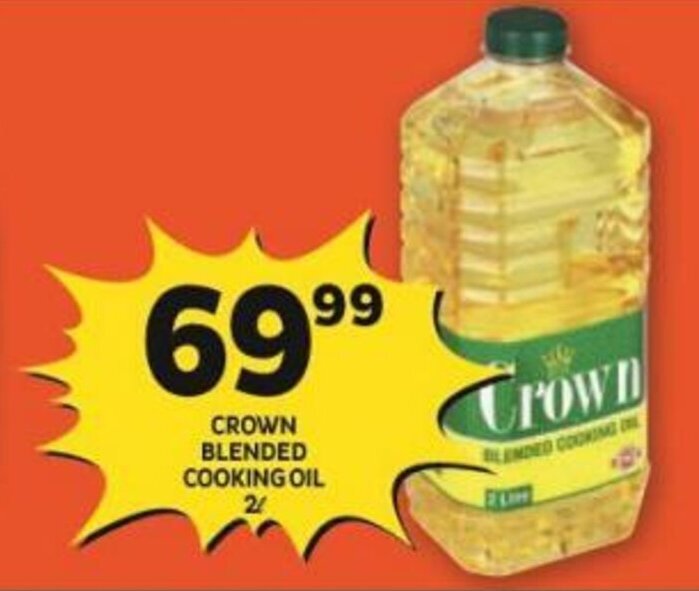 Crown Blended Cooking Oil 2L offer at Shoprite