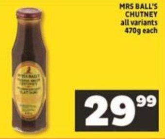 Shoprite Mrs Ball's Chutney all variants 470g offer