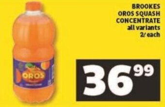 Shoprite Brookes Oros Squash Concentrate all variants 2L offer
