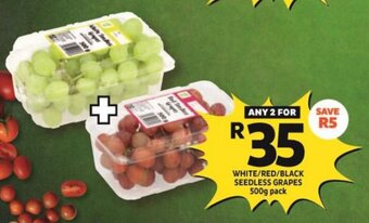Shoprite White / Red / Black Seedless Grapes 2 x 500g offer