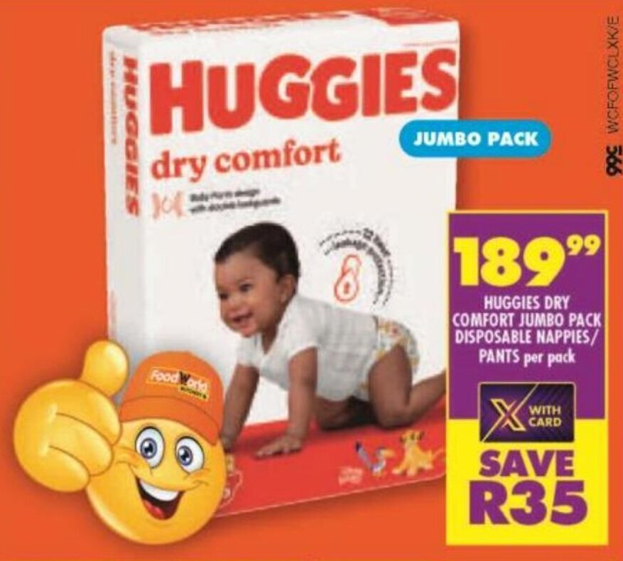 Huggies Dry Comfort Jumbo Pack Disposable Nappies / Pants per pack