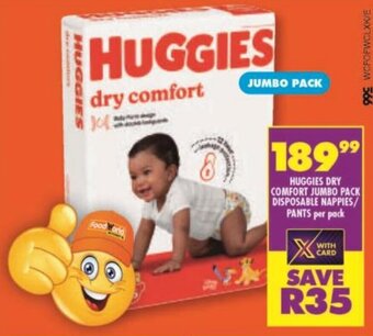 Shoprite Huggies Dry Comfort Jumbo Pack Disposable Nappies / Pants per pack offer