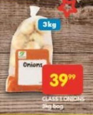 Shoprite Class 1 Onions 3kg bag offer
