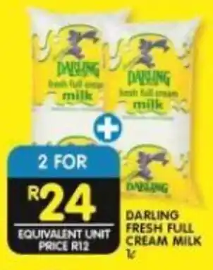 Shoprite Darling Fresh Full Cream Milk 2 x 1L offer